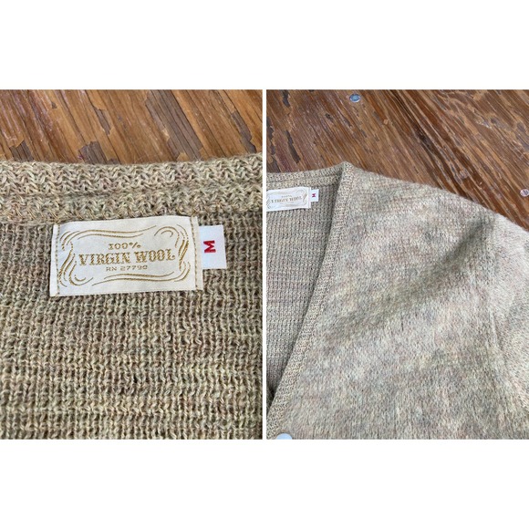 60s 100% Virgin Wool Fuzzy Cardigan Looks Very Mohair Vintage M Kurt Cobain - Picture 3 of 4